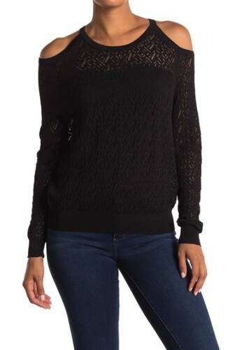 Imbracaminte femei catherine catherine malandrino pointelle cold shoulder pullover sweater black