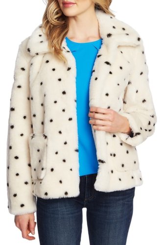 Imbracaminte femei cece by cynthia steffe snow leopard print faux fur coat soft ecru