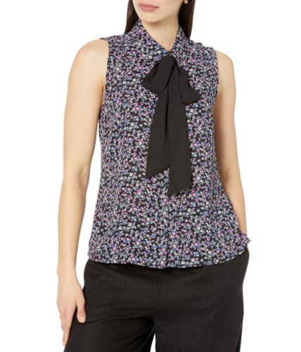 Imbracaminte femei cece sleeveless floral bow blouse rich black