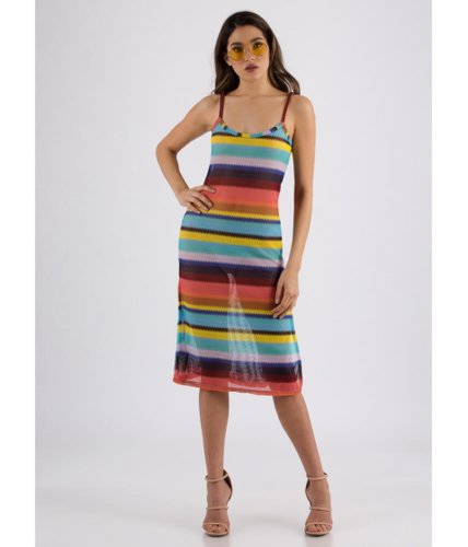 Imbracaminte femei cheapchic candy-coated striped double slit dress multi