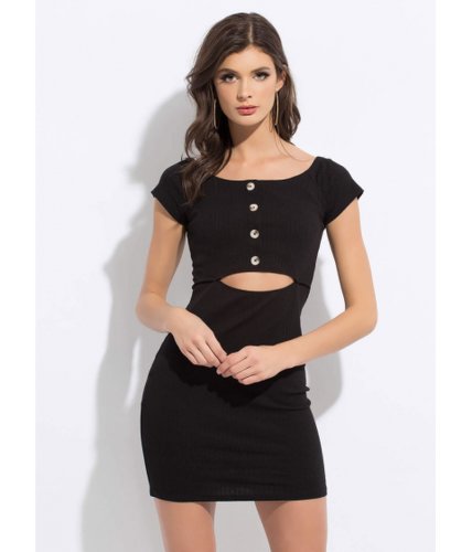 Imbracaminte femei cheapchic cute cut-out button-front minidress black