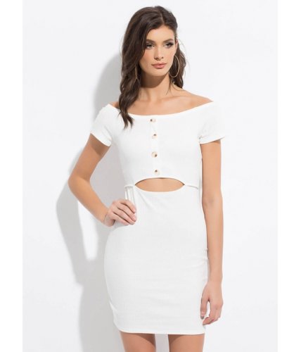 Imbracaminte femei cheapchic cute cut-out button-front minidress white
