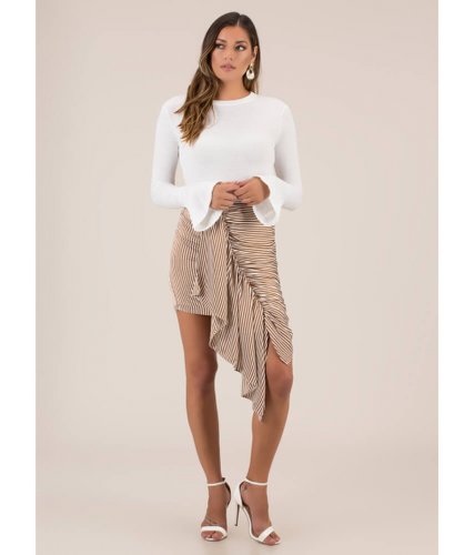 Imbracaminte femei cheapchic discovery striped asymmetrical skirt brown