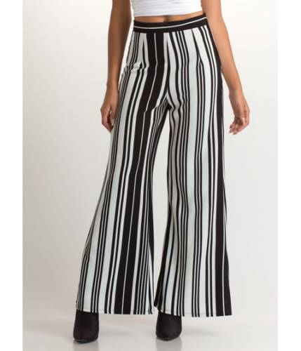 Imbracaminte femei cheapchic in alignment striped palazzo pants blackwhite