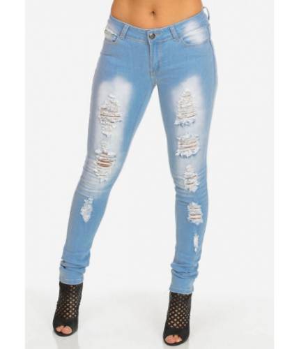 Cheap&chic Imbracaminte femei cheapchic light blue low rise ripped skinny jeans multicolor