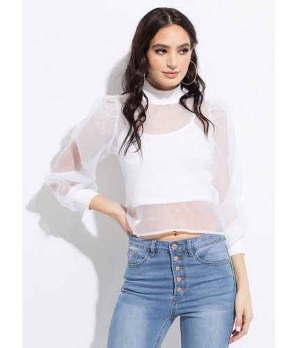 Imbracaminte femei cheapchic over under layered sheer mesh blouse white