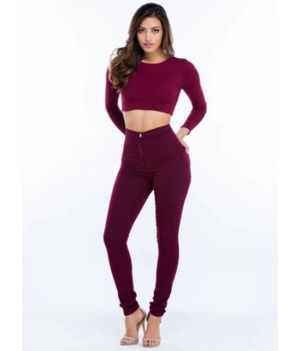Imbracaminte femei cheapchic poured into my high-waisted jeggings burgundy