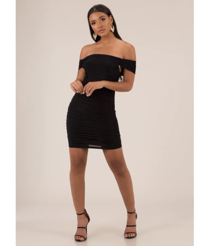 Imbracaminte femei cheapchic ruched and ready off-shoulder minidress black