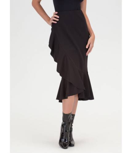 Imbracaminte femei cheapchic stylish memory ruffled midi skirt black