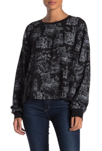 Imbracaminte femei circlex allover print crew neck sweater black