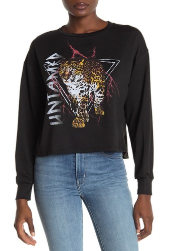 Imbracaminte femei circlex untamed cheetah graphic crop sweatshirt black