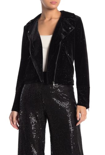 Imbracaminte femei codexmode velvet glitter moto jacket black sparkle velvet