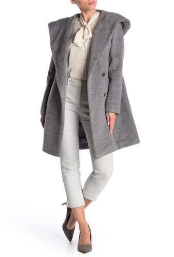 Imbracaminte femei cole haan hooded wool blend coat grey
