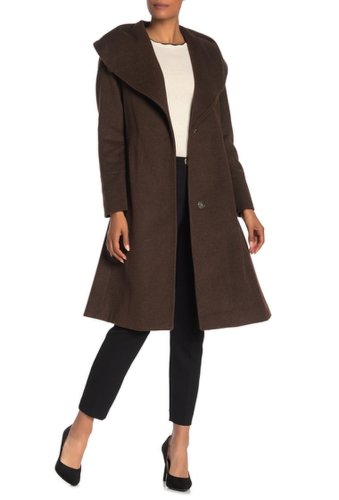 Imbracaminte femei cole haan wool blend shawl collar belted coat regular plus size brown