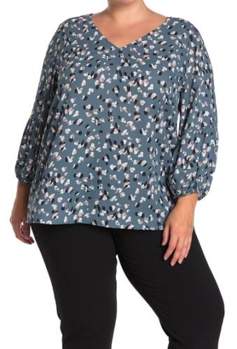 Imbracaminte femei collective concepts floral v-neck crepe blouse plus size teal print