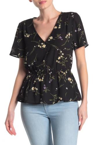 Imbracaminte femei collective concepts short sleeve floral button-up blouse black floral option 37