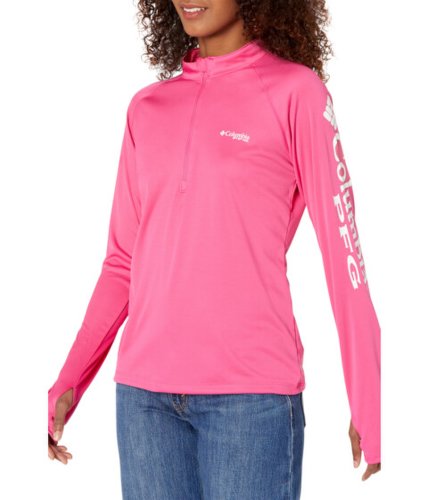 Imbracaminte femei columbia tidal teetrade 14 zip ultra pinkwhite logo
