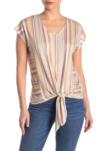 Imbracaminte femei como vintage sleeveless textured knit gauze top marsala stripe