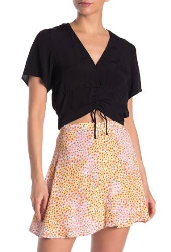 Imbracaminte femei cotton on floral ruched seam crop top black