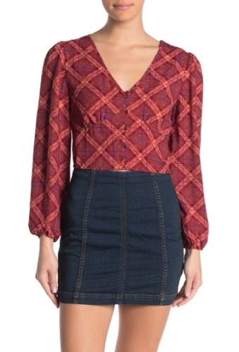 Imbracaminte femei cotton on maddie button-up blouse lily cross check cabernet