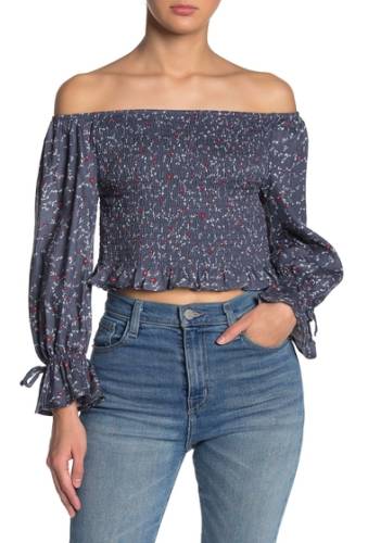 Imbracaminte femei cotton on off-the-shoulder floral print smocked top evie ditsy grisalle