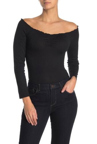 Imbracaminte femei cotton on riley off-the-shoulder ruche bodysuit black