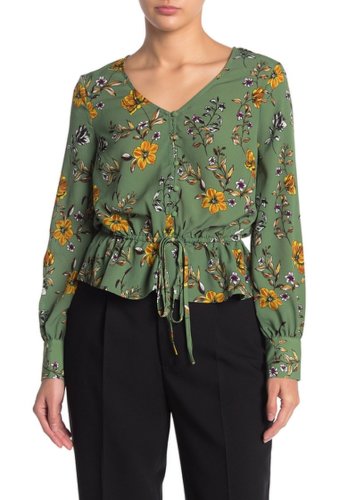 Imbracaminte femei cupcakes and cashmere kalia floral print v-neck blouse thyme gree