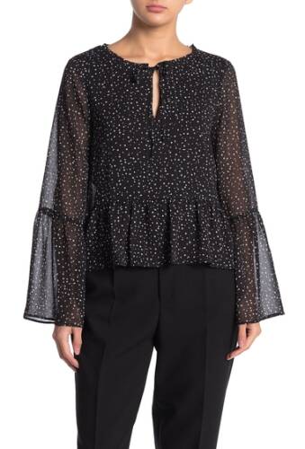Imbracaminte femei cupcakes and cashmere mandy star print bell cuff blouse black