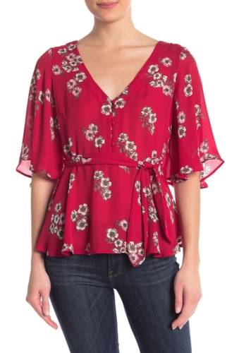 Imbracaminte femei cupcakes and cashmere tipton floral print blouse cherry red