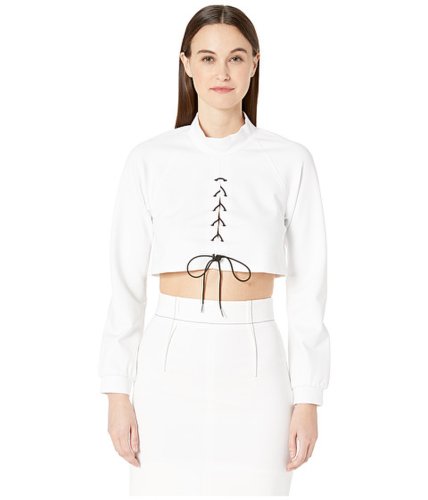 Imbracaminte femei cushnie long sleeved mock neck top with contrast laced cording whiteblack