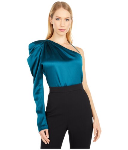 Imbracaminte femei cushnie one shoulder fitted top with draped sleeve dark teal