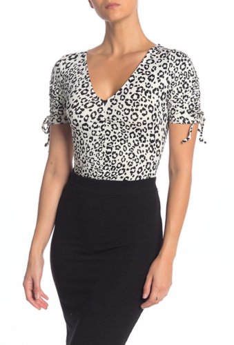 Imbracaminte femei dee elly leopard print v-neck bodysuit white-black
