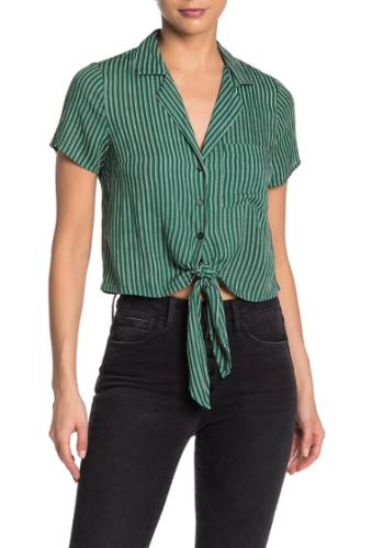 Imbracaminte femei dee elly short sleeve striped tie closure shirt green stripe