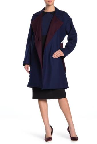Imbracaminte femei diane von furstenberg belted wool blend wrap coat navybordeaux