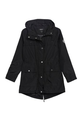 Imbracaminte femei dkny hooded anorak rain jacket black