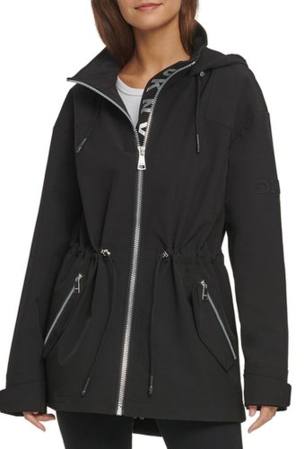 Imbracaminte femei dkny hooded mesh back anorak jacket black