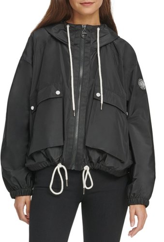 Imbracaminte femei dkny reversible hooded windbreaker jacket black