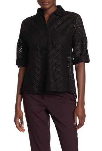 Imbracaminte femei dolce cabo perforated collared shirt black