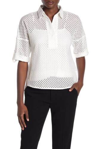 Imbracaminte femei dolce cabo perforated collared shirt white
