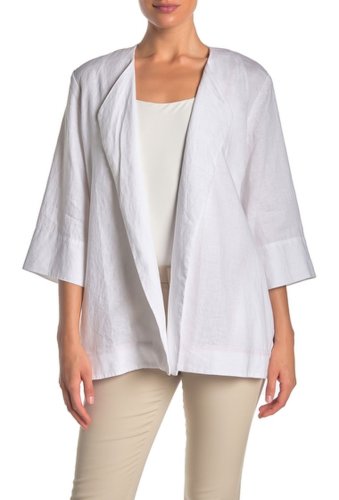 Imbracaminte femei donna karan new york 34 sleeve draped linen jacket white