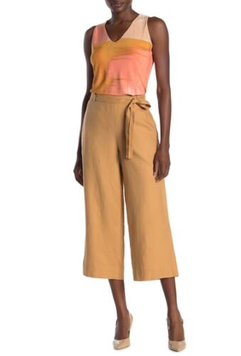 Imbracaminte femei donna karan new york pull-on linen cropped pants desert