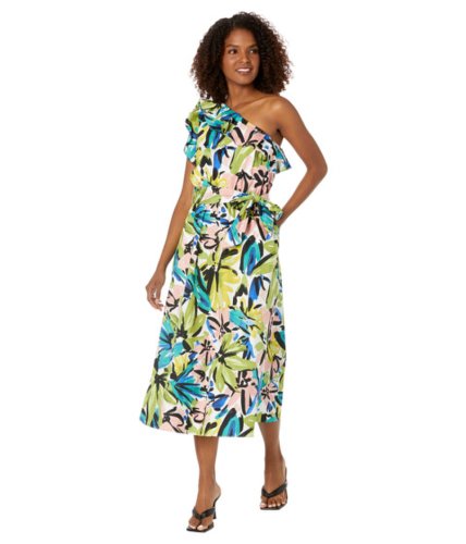 Imbracaminte femei donna morgan one shoulder midi with ruffle soft whiteolive green