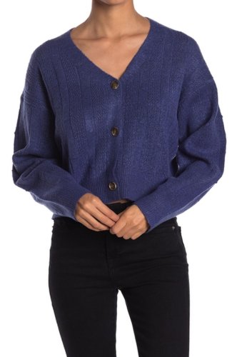 Imbracaminte femei double zero pointelle knit cropped cardigan indigo