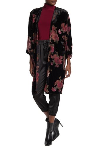 Imbracaminte femei dress forum sunset rose velvet burnout kimono blackmulti