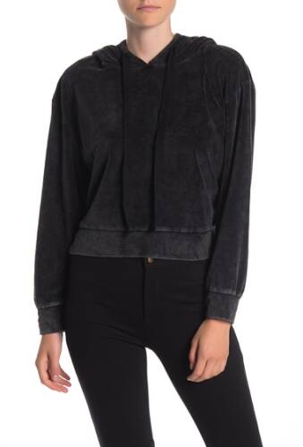 Imbracaminte femei dress forum velour hooded crop sweatshirt charcoal
