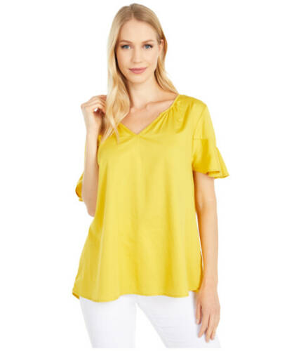 Imbracaminte femei dylan by true grit polished cotton flutter sleeve top mellow yellow