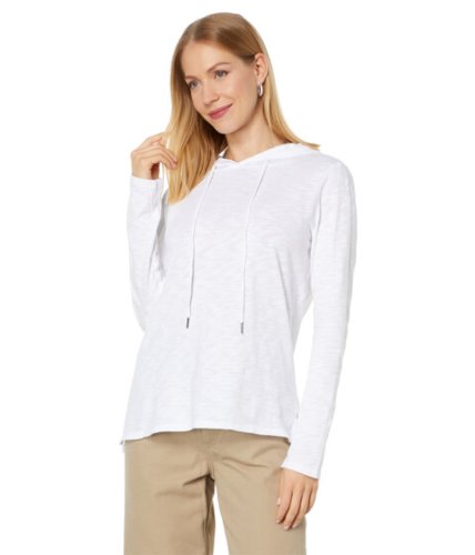 Imbracaminte femei dylan by true grit soft slub cotton hoodie long sleeve white