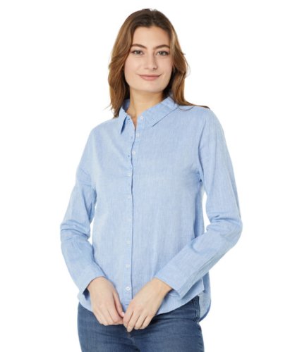 Imbracaminte femei dylan by true grit taylor cotton linen long sleeve button-up shirt chambray