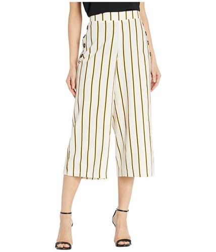 Imbracaminte femei eci wide-legged printed stripe linen pants w side buttons ivory