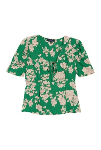Imbracaminte femei eclair short sleeve v-neck blouse green floral